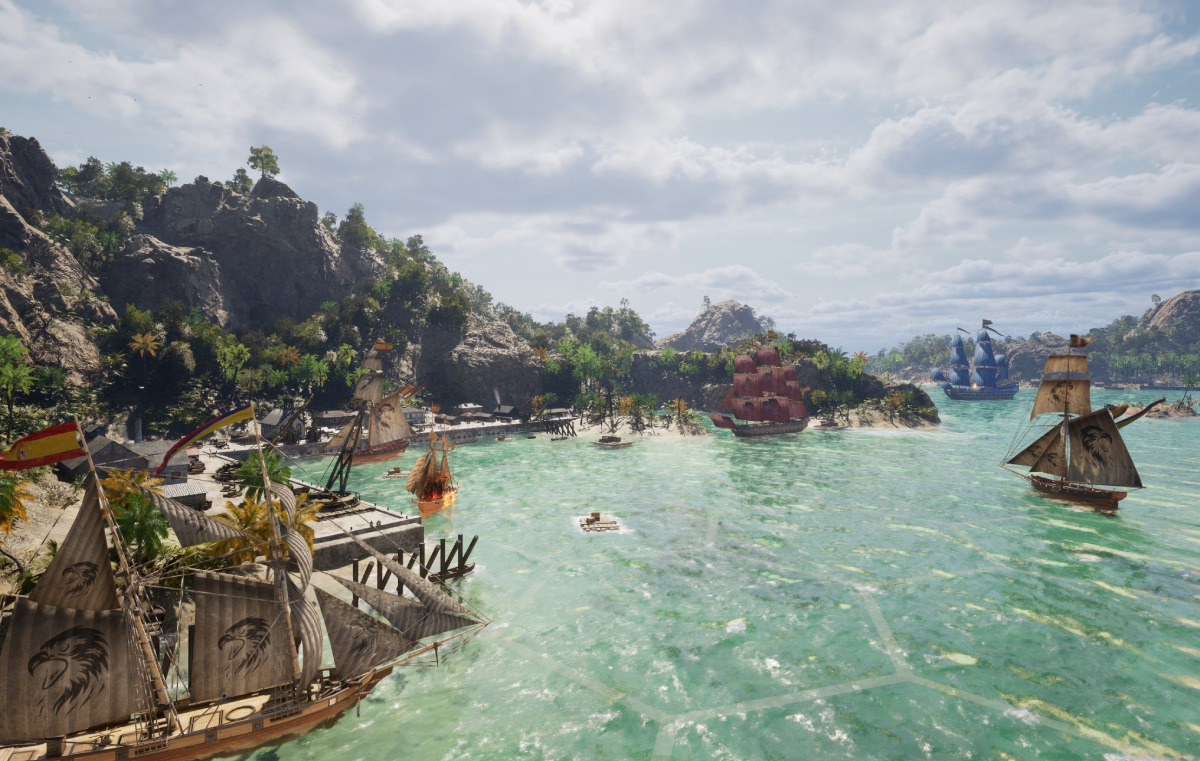 Naval battle shwoing beautiful landscape